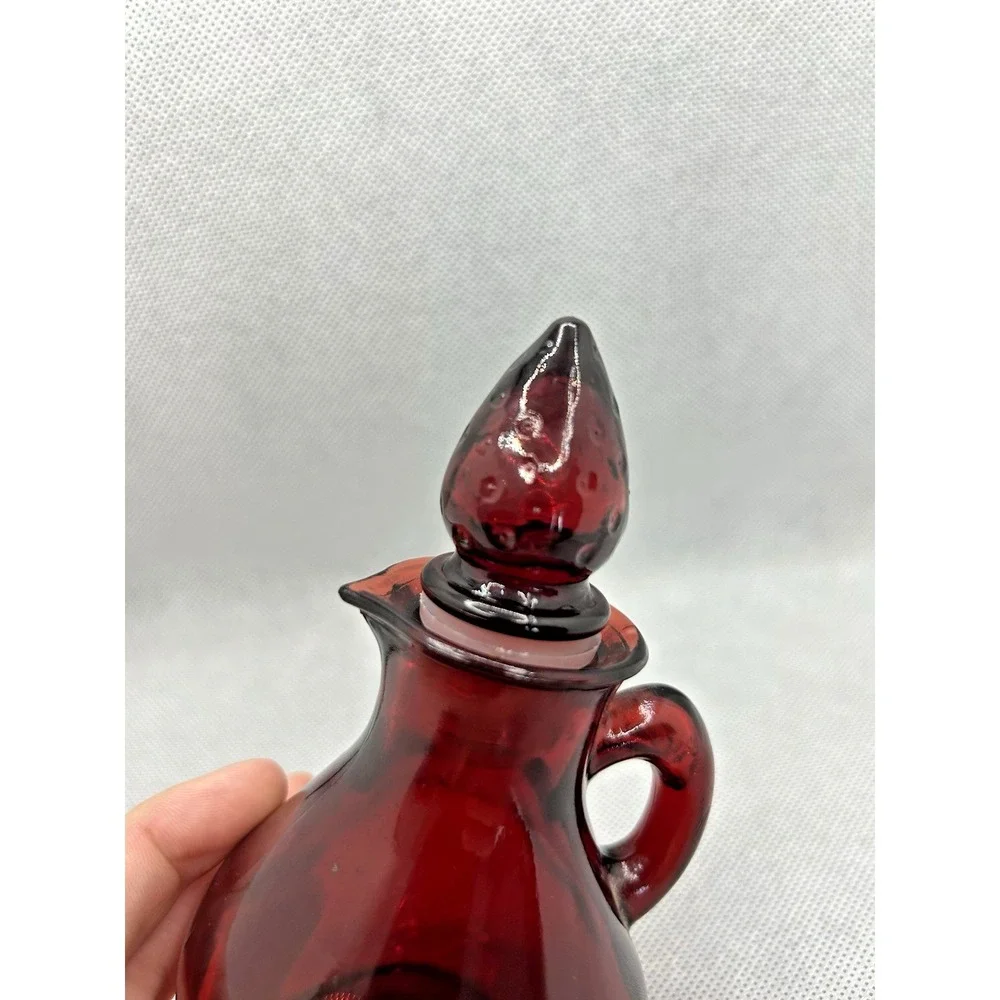 Vintage Glass Avon Bottle Only Bath Foam‎ Strawberry Red Retro MCM Shelf Decor